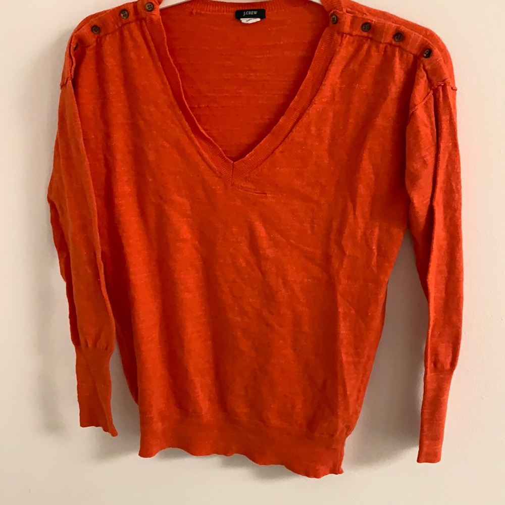 Jcrew Orange v neck light sweater